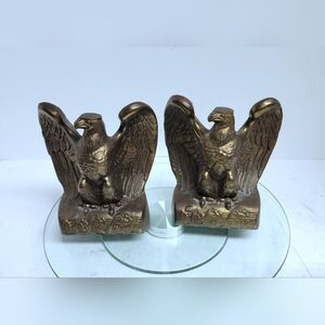 Vintage Brass metal Clad Patriotic Eagle Bookends